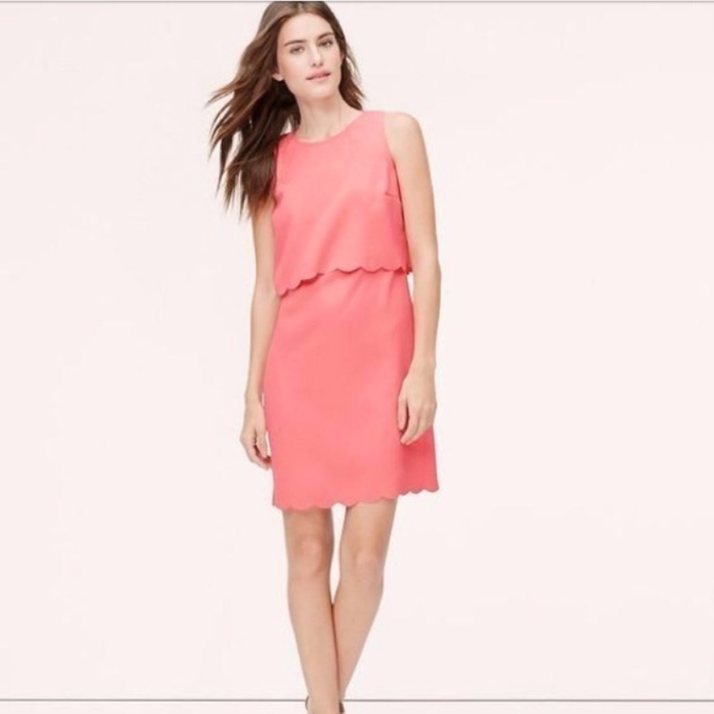The Loft Scalloped Illusion Dress Pink